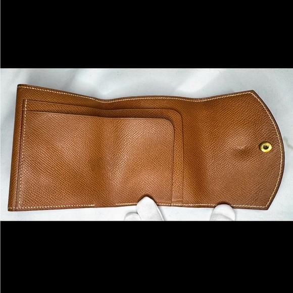 Hermes Tan Leather Compact Wallet with COA - Picture 12 of 14